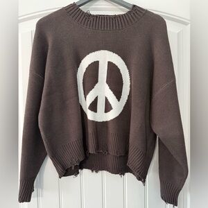 NWT POL Chocolate Peace Sign Sweater